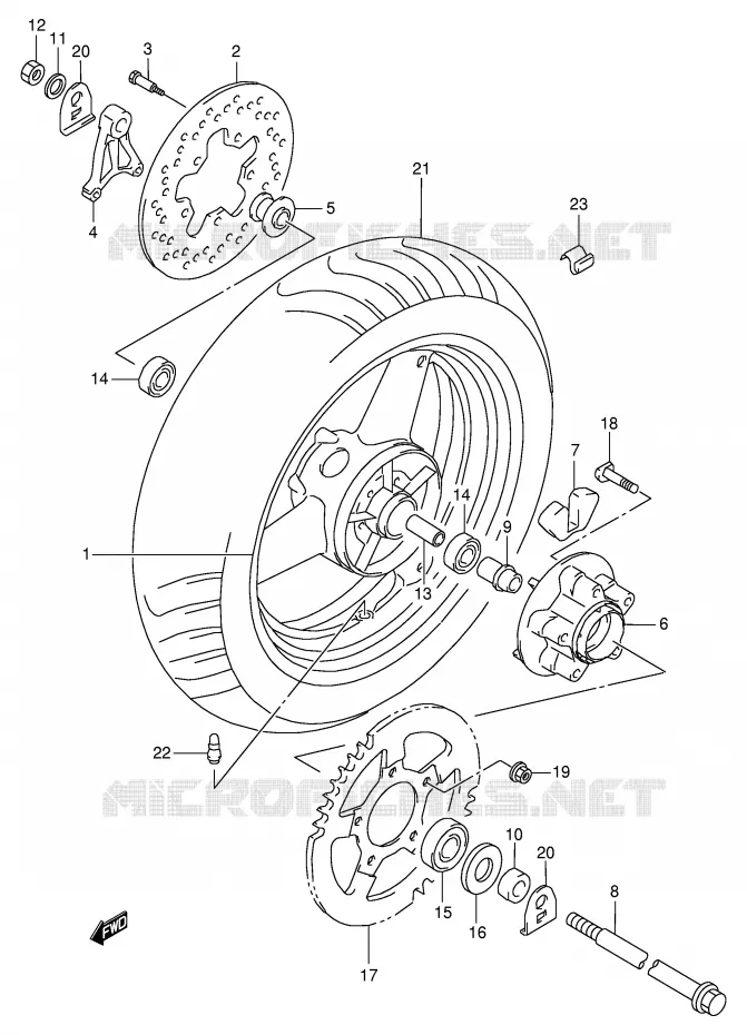ACHTERWIEL Suzuki MOTO 600 GSX-F 1999  GSX600FUX(E2)