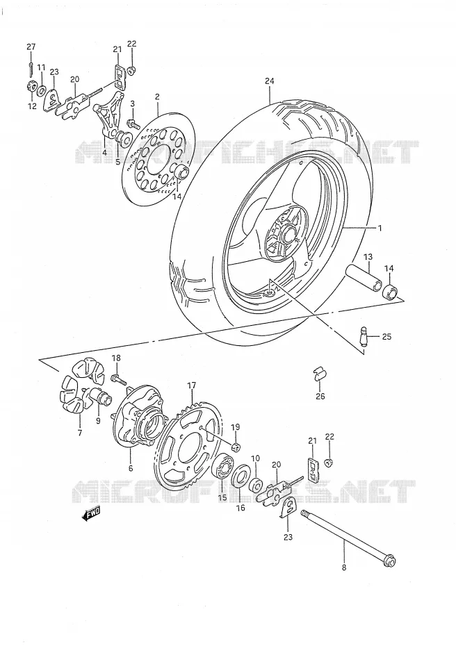 ACHTERWIEL Suzuki MOTO 750 GSX-F 1990  GSX750FL(E28)