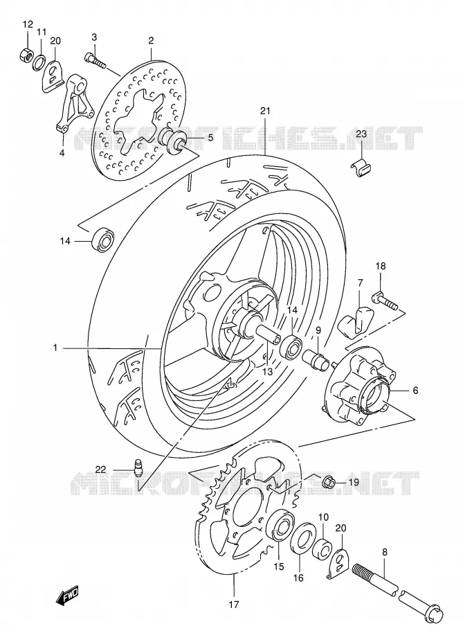 ACHTERWIEL Suzuki MOTO 750 GSX-F 2000  GSX750FY(E2)