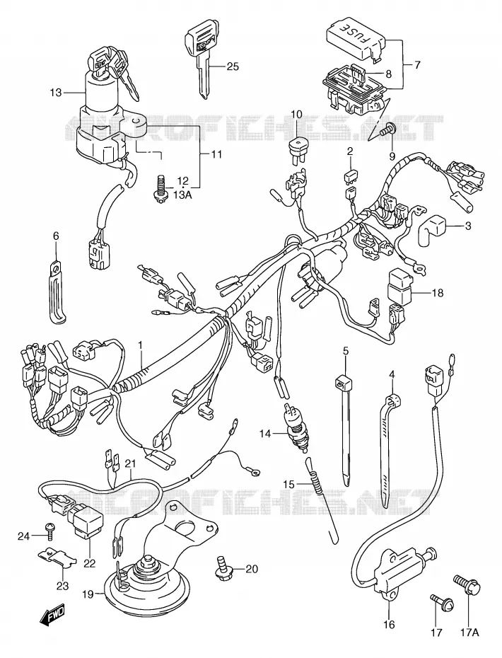 BEDRADING (MODELE K/L/M/N/P/R) Suzuki MOTO 750 GSX-F 1991  GSX750FM(E2)