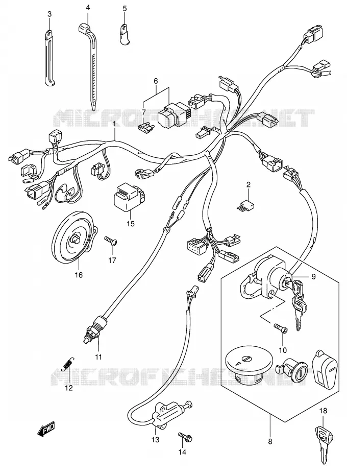BEDRADING (MODELE K4) Suzuki MOTO 650 BOULEVARD 2001  LS650PK1(E3/E28)