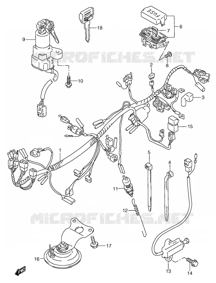 BEDRADING (MODELE S/T) Suzuki MOTO 750 GSX-F 1993  GSX750FP(E2)