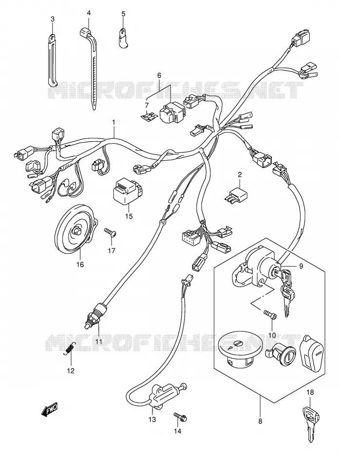BEDRADING (MODELE T/V/W/X/Y/K1/K2/K3) Suzuki MOTO 650 BOULEVARD 2001  LS650PK1(E3/E28)