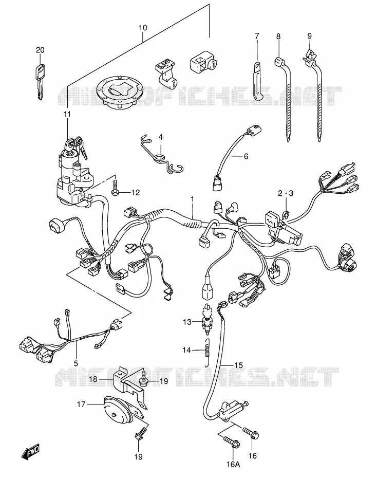 BEDRADING (MODELE W/X/Y/K1/K2) Suzuki MOTO 600 GSX-F 1999  GSX600FUX(E2)