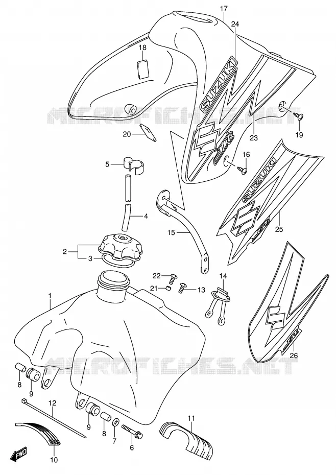 BENZINETANK (MODELE K3/K4/K5) Suzuki MOTO 80 JR 2002  JR80K2(P3/P28)