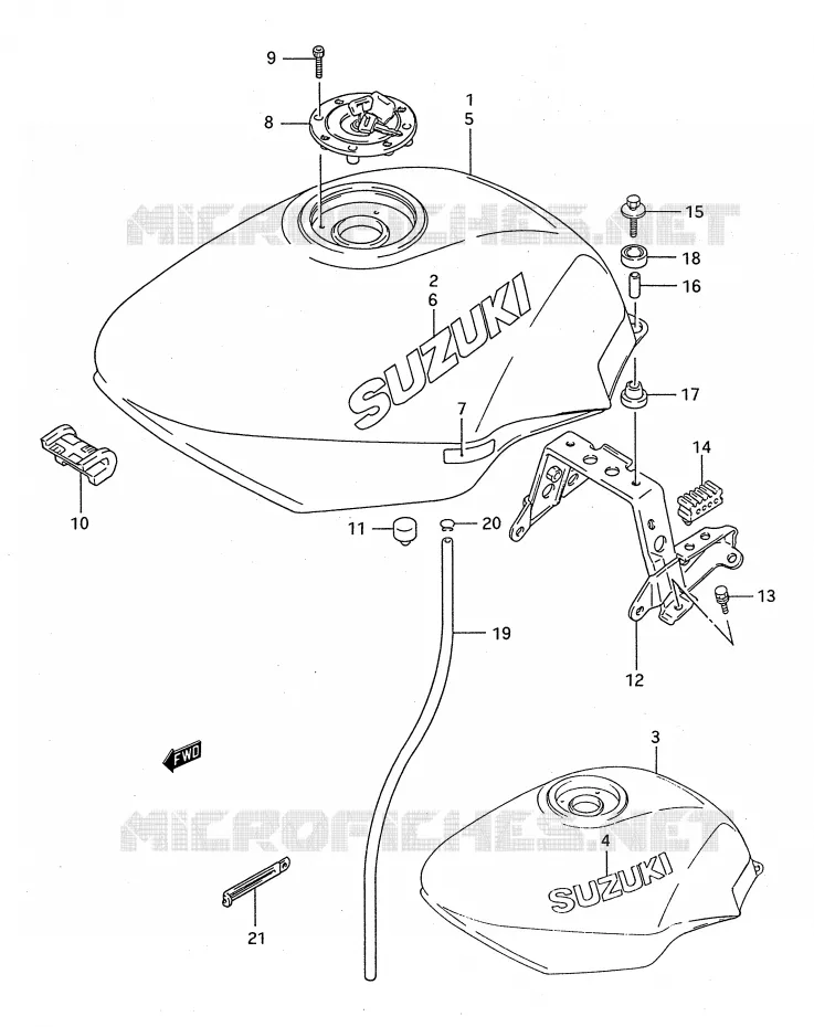 BENZINETANK (MODELE P/R/S/T) Suzuki MOTO 750 GSX-F 1995  GSX750FS(E28)