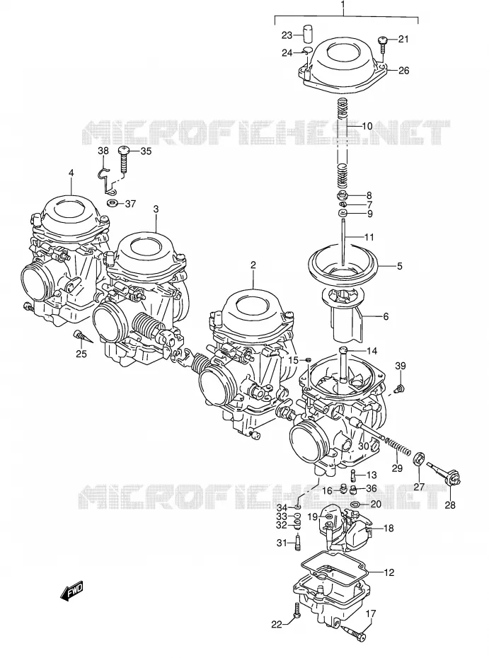 CARBURATOR (GSX600FU2R/FU2S E22) Suzuki MOTO 600 GSX-F 1988  GSX600FJ(E2)