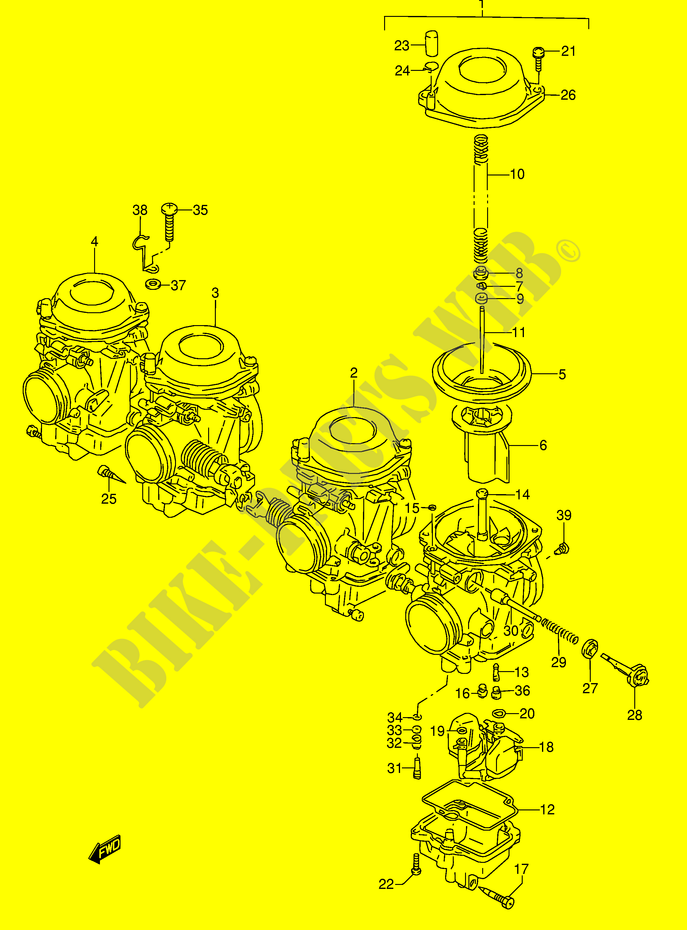CARBURATOR (MODEL L/M/N/P/R/S,MODEL L E17 ~F.NO.107606) voor Suzuki GSX-F 600 1993
