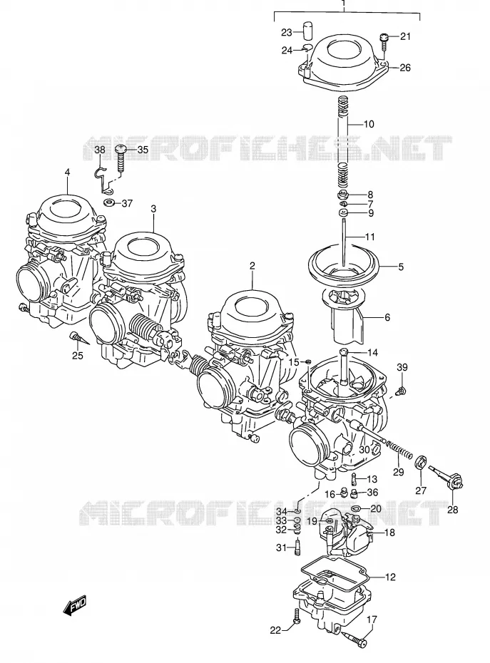 CARBURATOR (MODEL L/M/N/P/R/S,MODEL L E17 ~F.NO.107606) Suzuki MOTO 600 GSX-F 1993  GSX600FUP(E2)