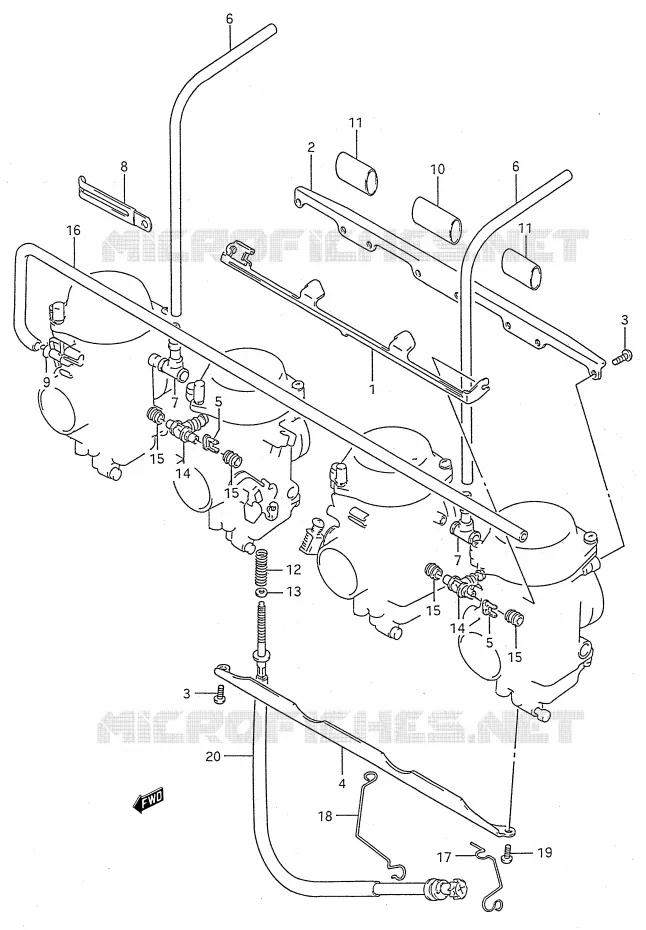 CARBURETOR AANSLUITINGEN (MODELE L/M/N/P/R/S/T) Suzuki MOTO 600 GSX-F 1990  GSX600FU2L(E28)