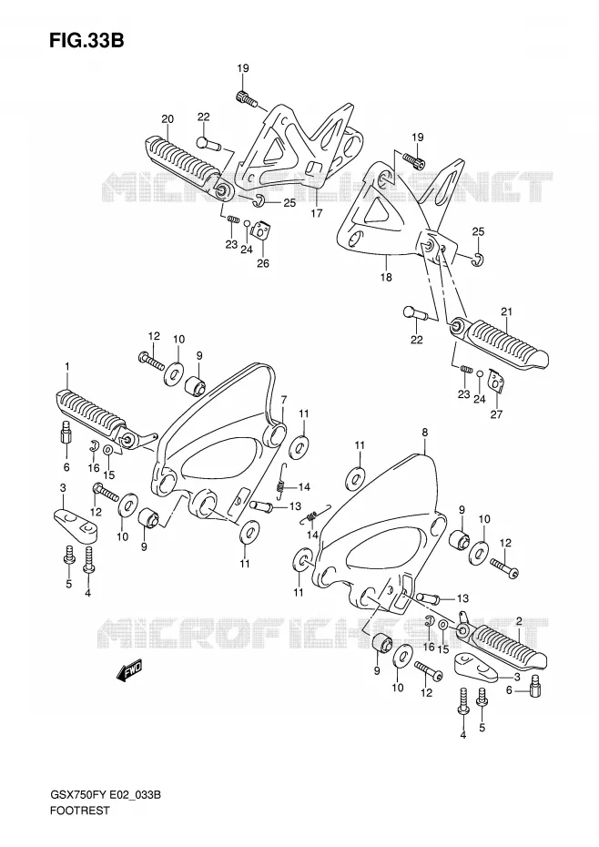 FOOTREST (MODELE K1/K2/K3) Suzuki MOTO 750 GSX-F 2003  GSX750FK3(E2)
