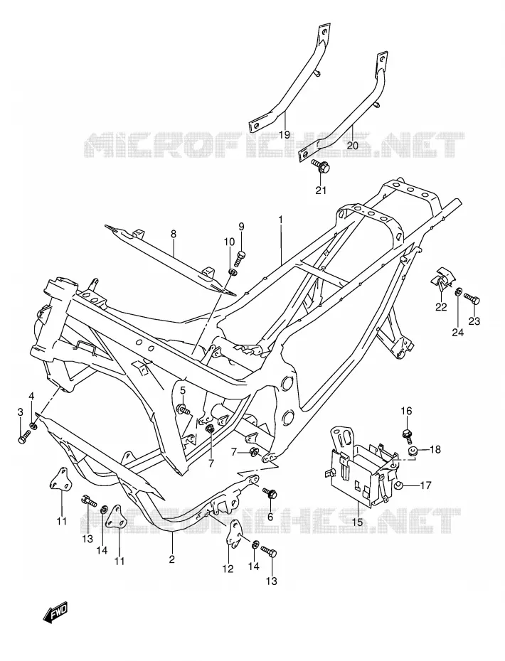 FRAME (MODELE J/K/L/M/N) Suzuki MOTO 600 GSX-F 1988  GSX600FJ(E2)