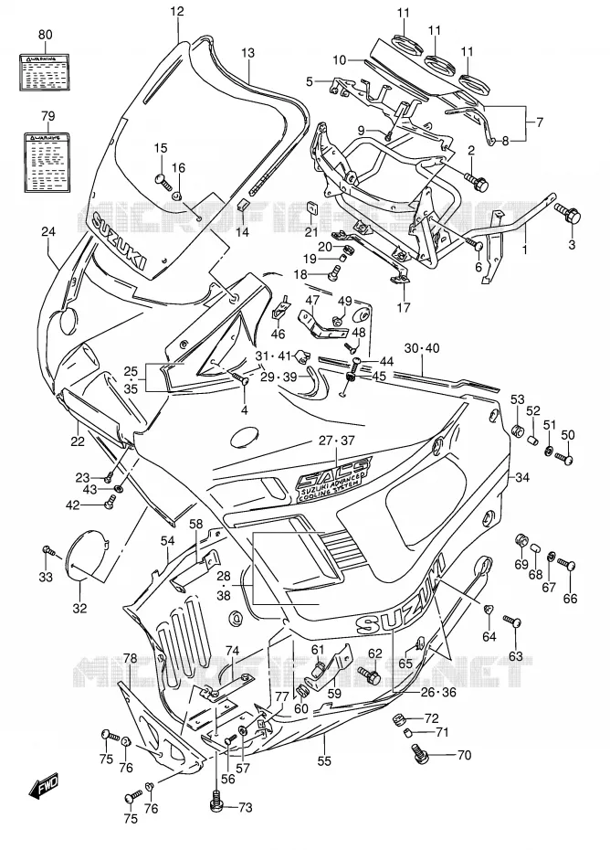 FRONT KUIP (MODELE L) Suzuki MOTO 600 GSX-F 1995  GSX600FS(E2)