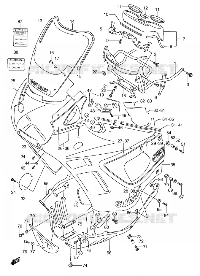 FRONT KUIP (MODELE L) Suzuki MOTO 750 GSX-F 1994  GSX750FR(E2)