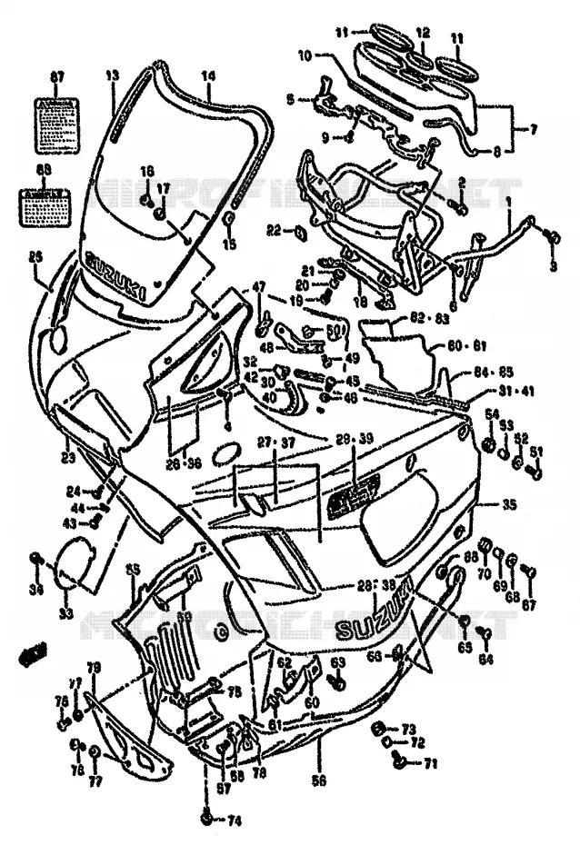 FRONT KUIP (MODELE M) Suzuki MOTO 750 GSX-F 1991  GSX750FM(K-T)