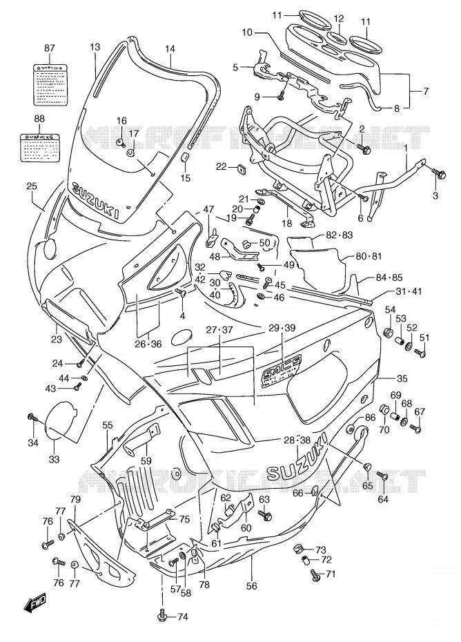 FRONT KUIP (MODELE M) Suzuki MOTO 750 GSX-F 1992  GSX750FN(E2)