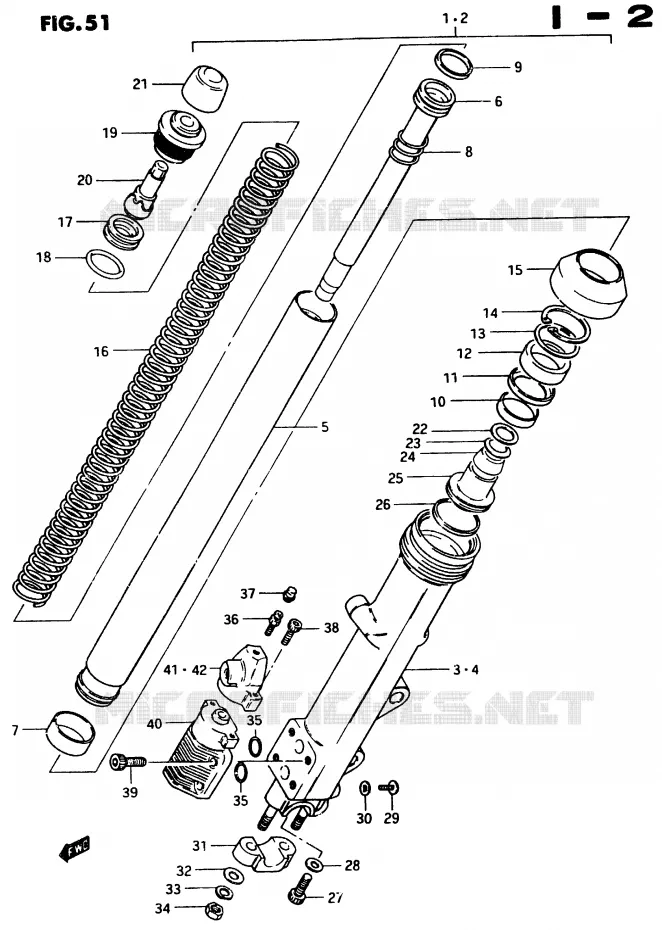 FRONT SCHOKDEMPER (MODELE D) Suzuki MOTO 750 GSX-E 1983  GSX750ESD(D/E)
