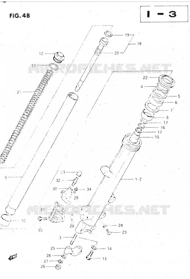 FRONT SCHOKDEMPER (MODELE E) Suzuki MOTO 500 GSX-E 1984  GSX500EE(E39)