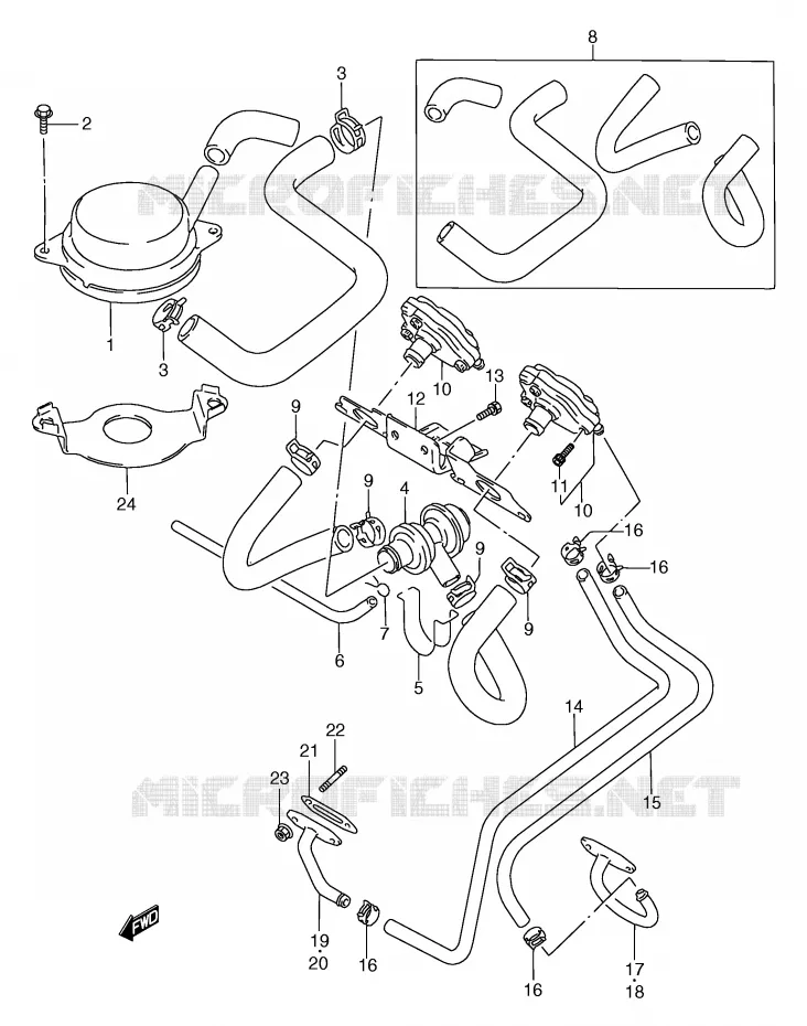 FUEL EVAP SYSTEM (E18,MODELE N E39) Suzuki MOTO 750 GSX-F 1995  GSX750FS(E2)
