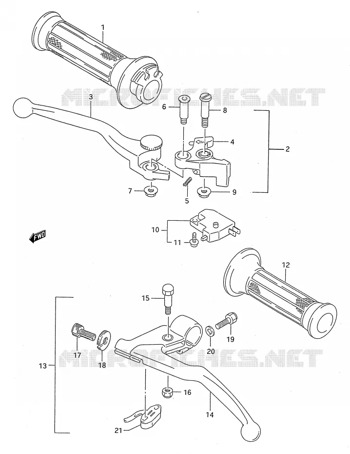HANDGRIPS - LEVERS Suzuki MOTO 750 GSX-F 1989  GSX750FK(E28)