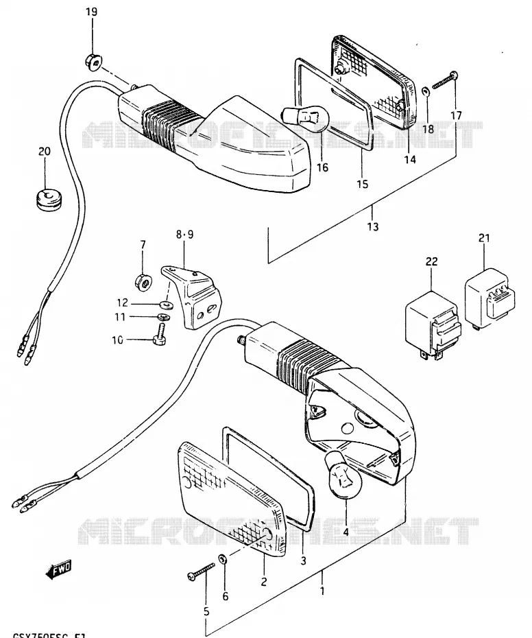 INDICATOREN (E2,E21) Suzuki MOTO 750 GSX-E 1985  GSX750ESF(F)