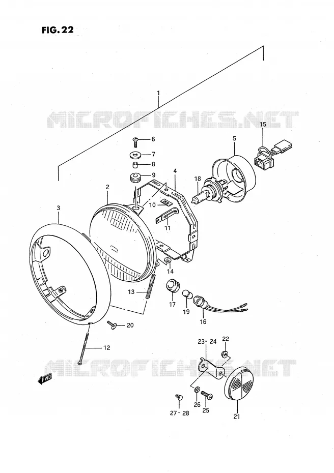KOPLAMP (MODELE G/J/K/L/M) Suzuki MOTO 650 SAVAGE 1986  LS650FG(E2)