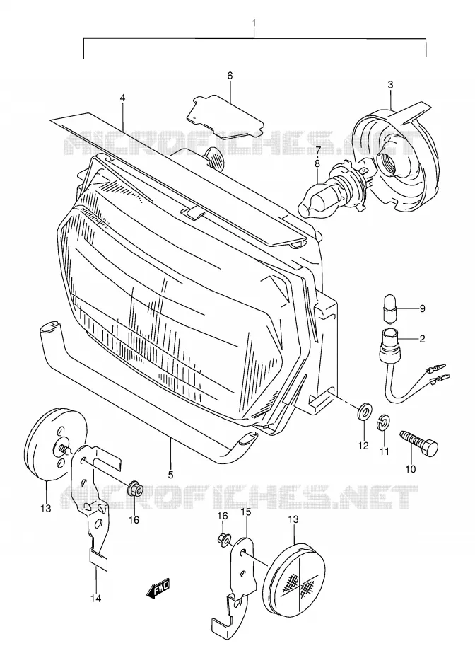 KOPLAMP (MODELE J/K/L/M/N) Suzuki MOTO 600 GSX-F 1995  GSX600FU2S(E2)