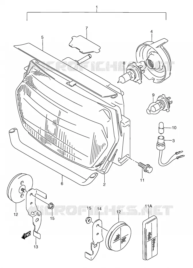 KOPLAMP (MODELE K/L/M/N/P/R) Suzuki MOTO 750 GSX-F 1996  GSX750FT(E2)