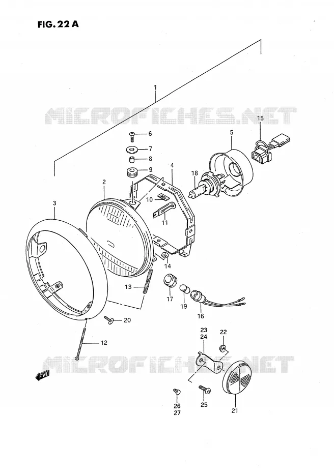 KOPLAMP (MODELE R) Suzuki MOTO 650 SAVAGE 1989  LS650PK(E2)