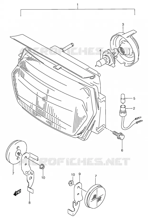 KOPLAMP (MODELE T) Suzuki MOTO 750 GSX-F 1995  GSX750FS(E2)