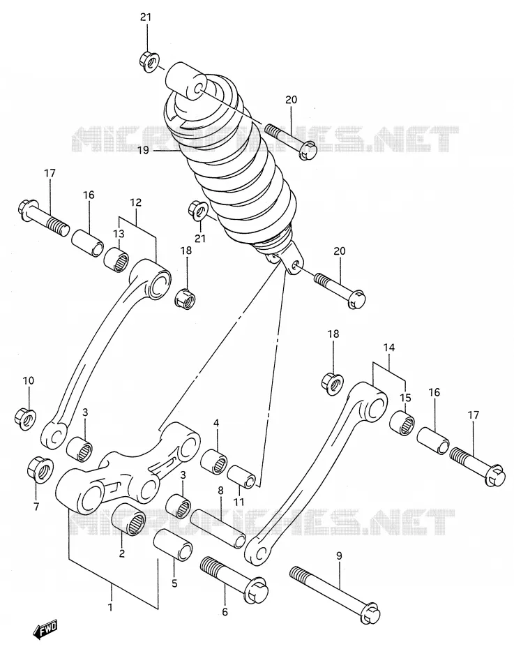 SCHOKBREKER AANEENSCHAKELING (MODELE J) Suzuki MOTO 600 GSX-F 1993  GSX600FP(E28)