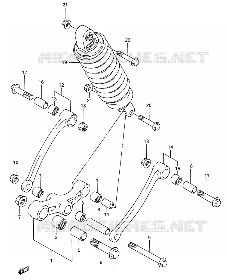 SCHOKBREKER AANEENSCHAKELING (MODELE K/L/M/N/P/R/S/T) Suzuki MOTO 600 GSX-F 1989  GSX600FUK(E28)