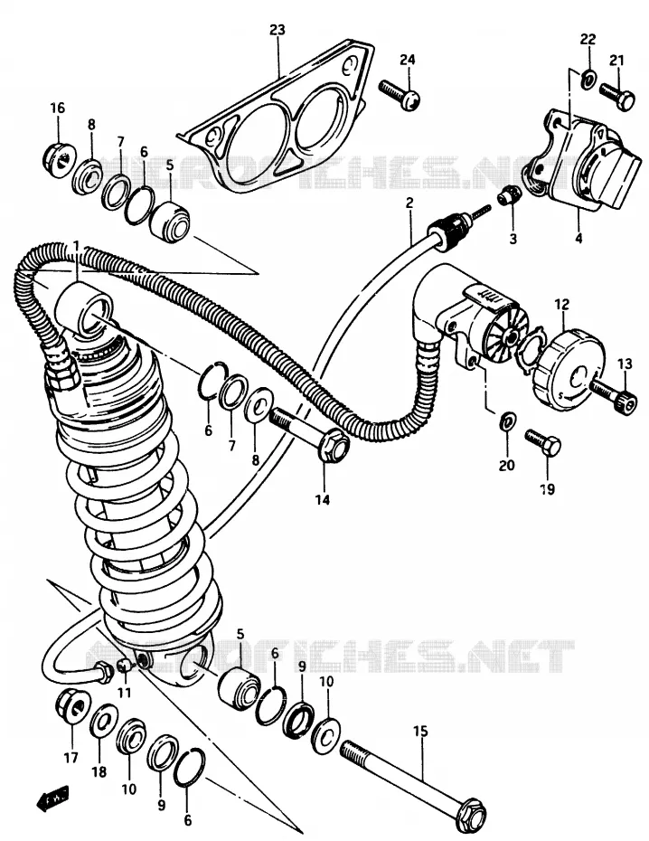 SCHOKDEMPER (MODELE E) Suzuki MOTO 750 GSX-E 1984  GSX750EE(D/E)