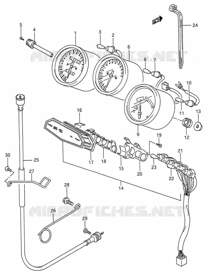 SNELHEIDSMETER (MODELE K/L/M/N/P/S/T) Suzuki MOTO 600 GSX-F 1992  GSX600FN(E28)