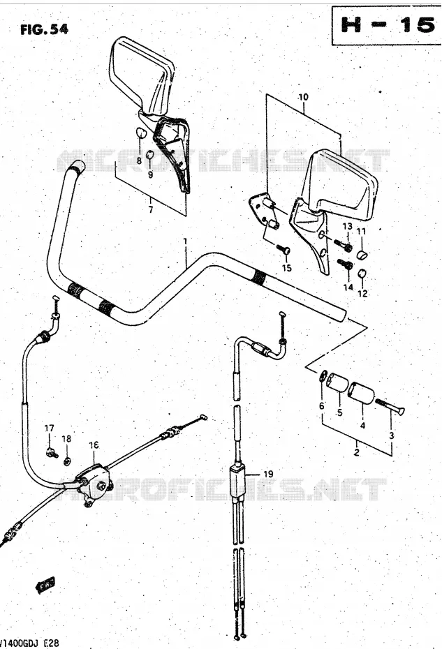 STUUR - KABELS (MODELE H/J) Suzuki MOTO 1400 CAVALCADE 1986  GV1400GDG(DG-DJ/CJ)