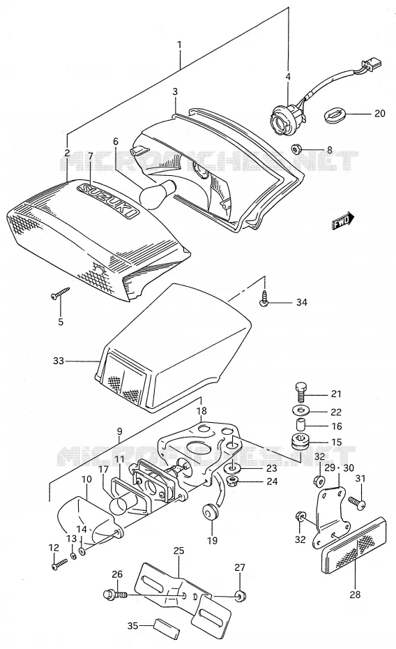TAIL LIGHT - LICENTIE LAMP Suzuki MOTO 600 GSX-F 1989  GSX600FK(E28)