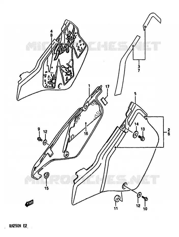 ACHTER KUIP  (MODELE K/L/M) Suzuki MOTO 250 RM 1990  RM250L(K/L/M/N)