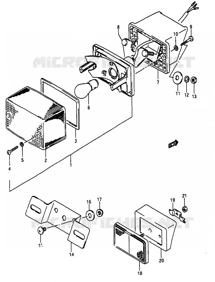 ACHTERLICHT (MODELE K) Suzuki MOTO 50 RG 1986  RG50G(D/E/F/1/G/J/K)