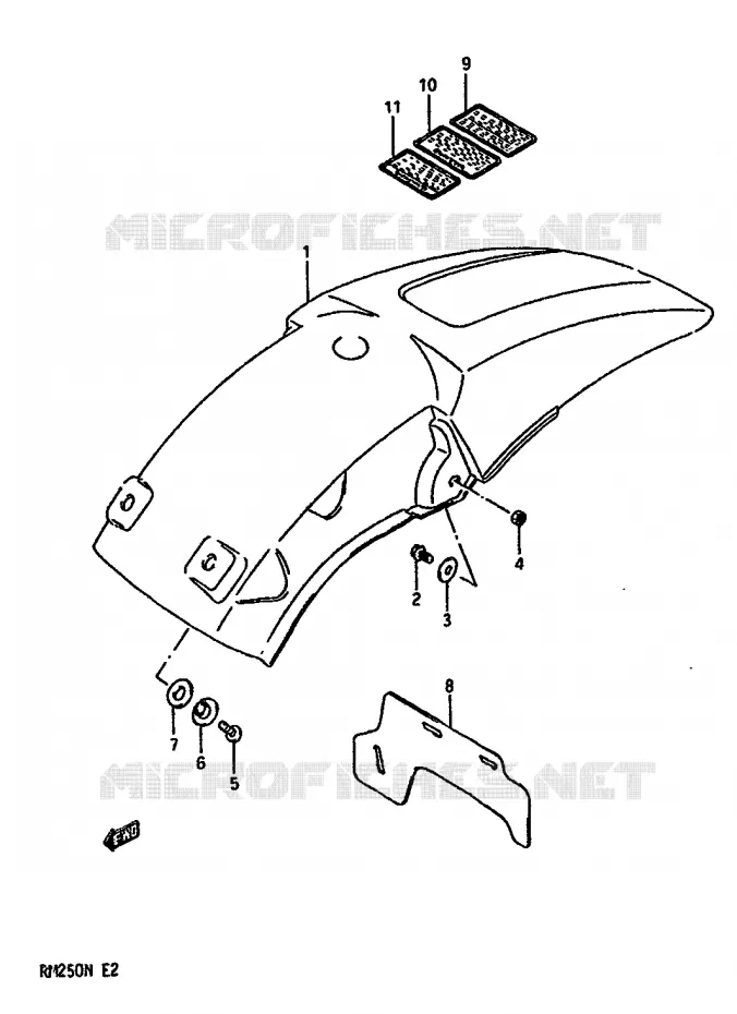 ACHTERSPATBORD (MODELE K/L/M) Suzuki MOTO 250 RM 1990  RM250L(K/L/M/N)