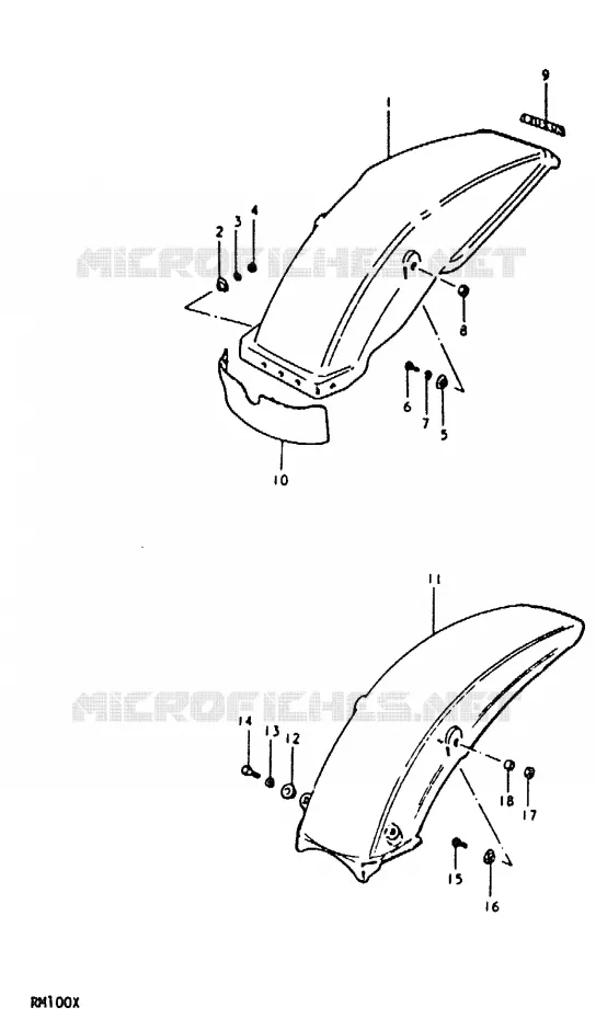 ACHTERSPATBORD Suzuki MOTO 100 RM 1996  RM100T(N/T/X)