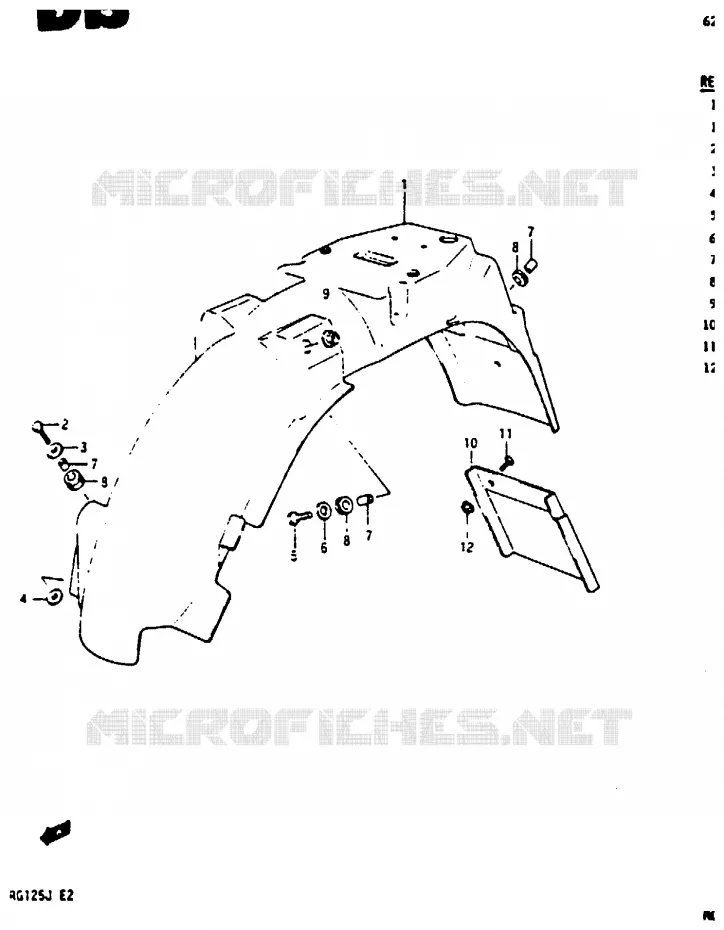 ACHTERSPATBORD Suzuki MOTO 125 RG 1987  RG125UCH(G/H/J)