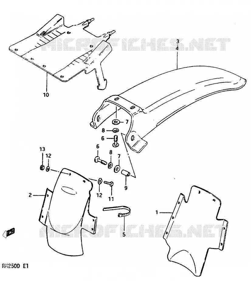 ACHTERSPATBORD Suzuki MOTO 250 RM 1982  RM250Z(Z/D)