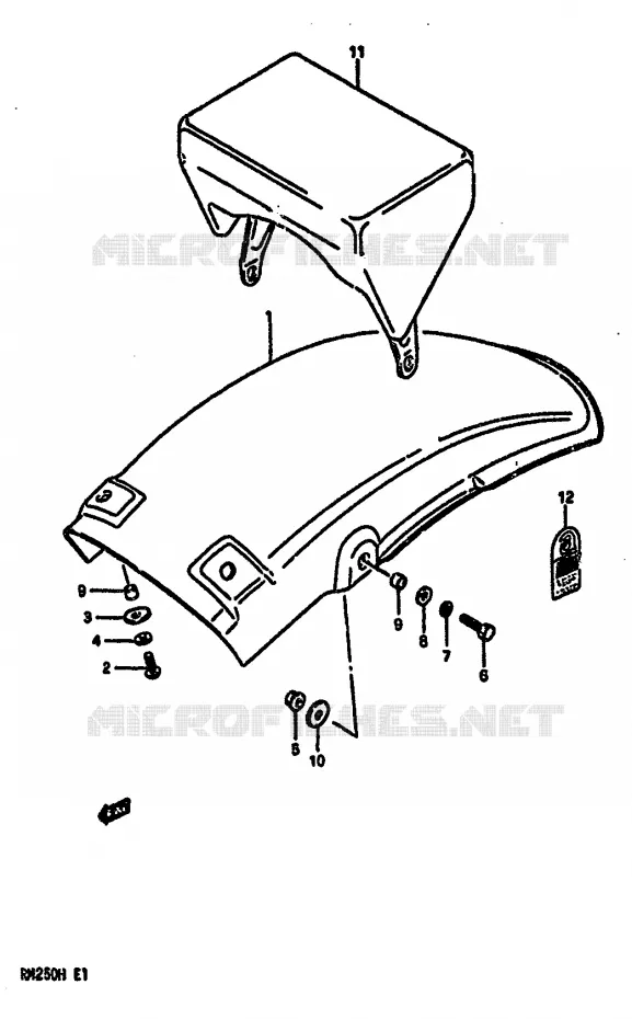 ACHTERSPATBORD Suzuki MOTO 250 RM 1987  RM250H(G/H)
