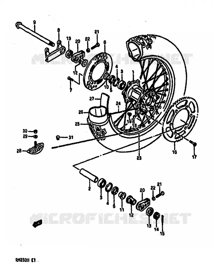 ACHTERWIEL (MODELE H) Suzuki MOTO 250 RM 1986  RM250G(G/H)