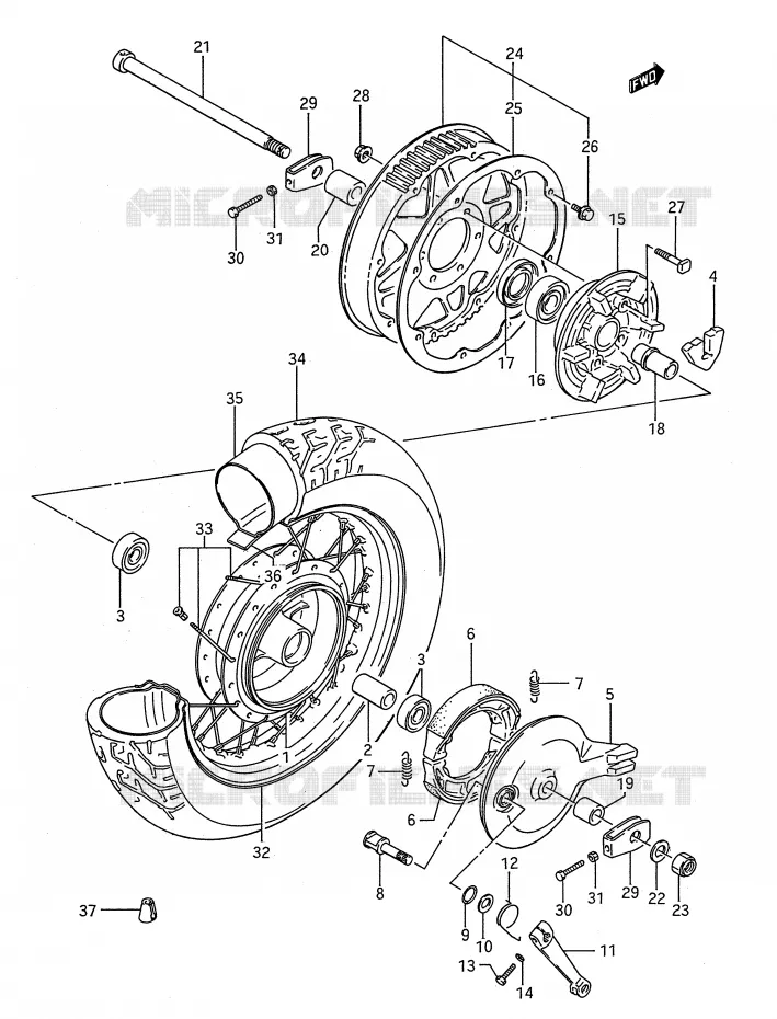 ACHTERWIEL Suzuki MOTO 650 BOULEVARD 1989  LS650PK(E28)