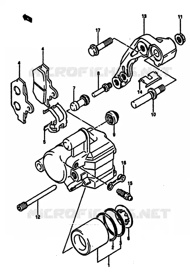 FRONT CALIPER (MODELE F) Suzuki MOTO 125 RM 1984  RM125E(E/F)