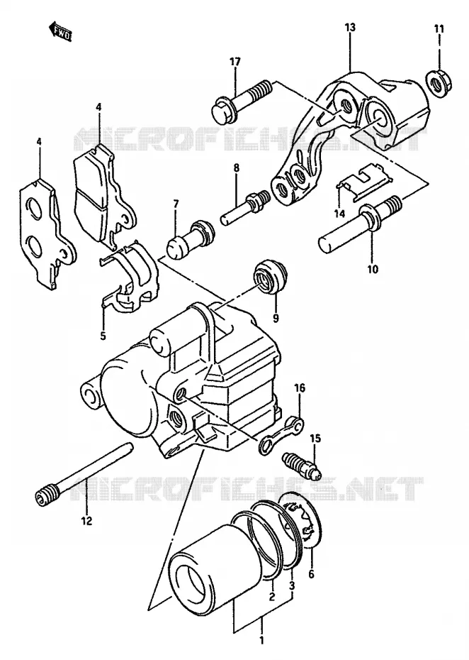 FRONT CALIPER (MODELE G) Suzuki MOTO 125 RM 1987  RM125H(G/H/J)