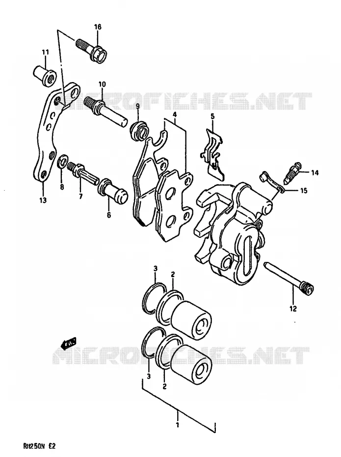 FRONT CALIPER (MODELE K/L) Suzuki MOTO 250 RM 1992  RM250N(K/L/M/N)