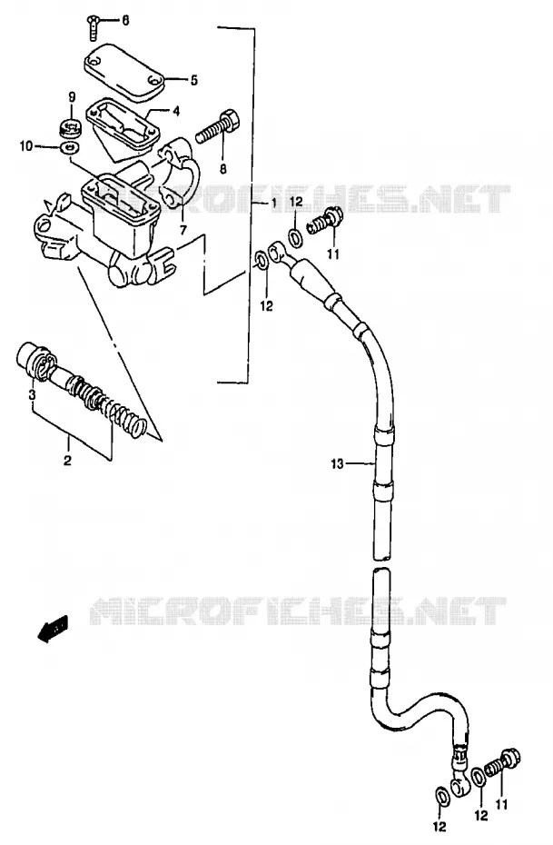 FRONT HOOFDREMCILINDER (MODELE T/V/W) Suzuki MOTO 250 RM 2000  RM250Y(T/V/W/X/Y)