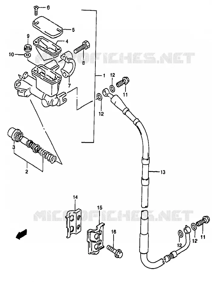 FRONT HOOFDREMCILINDER (MODELE X/Y) Suzuki MOTO 250 RM 2000  RM250Y(T/V/W/X/Y)
